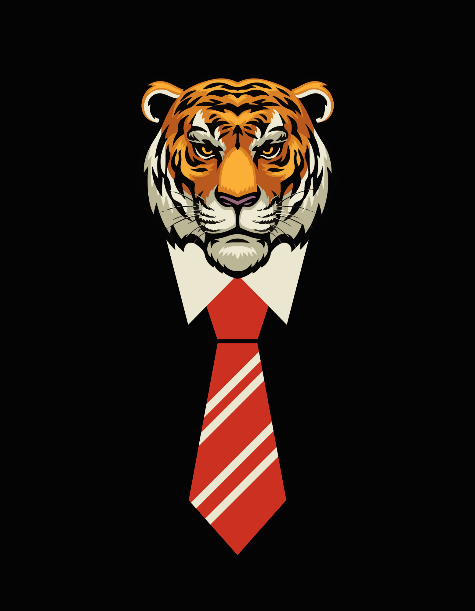 orange red beige colorful tiger with tie illustration t shirt 20241111 192800 0000 921