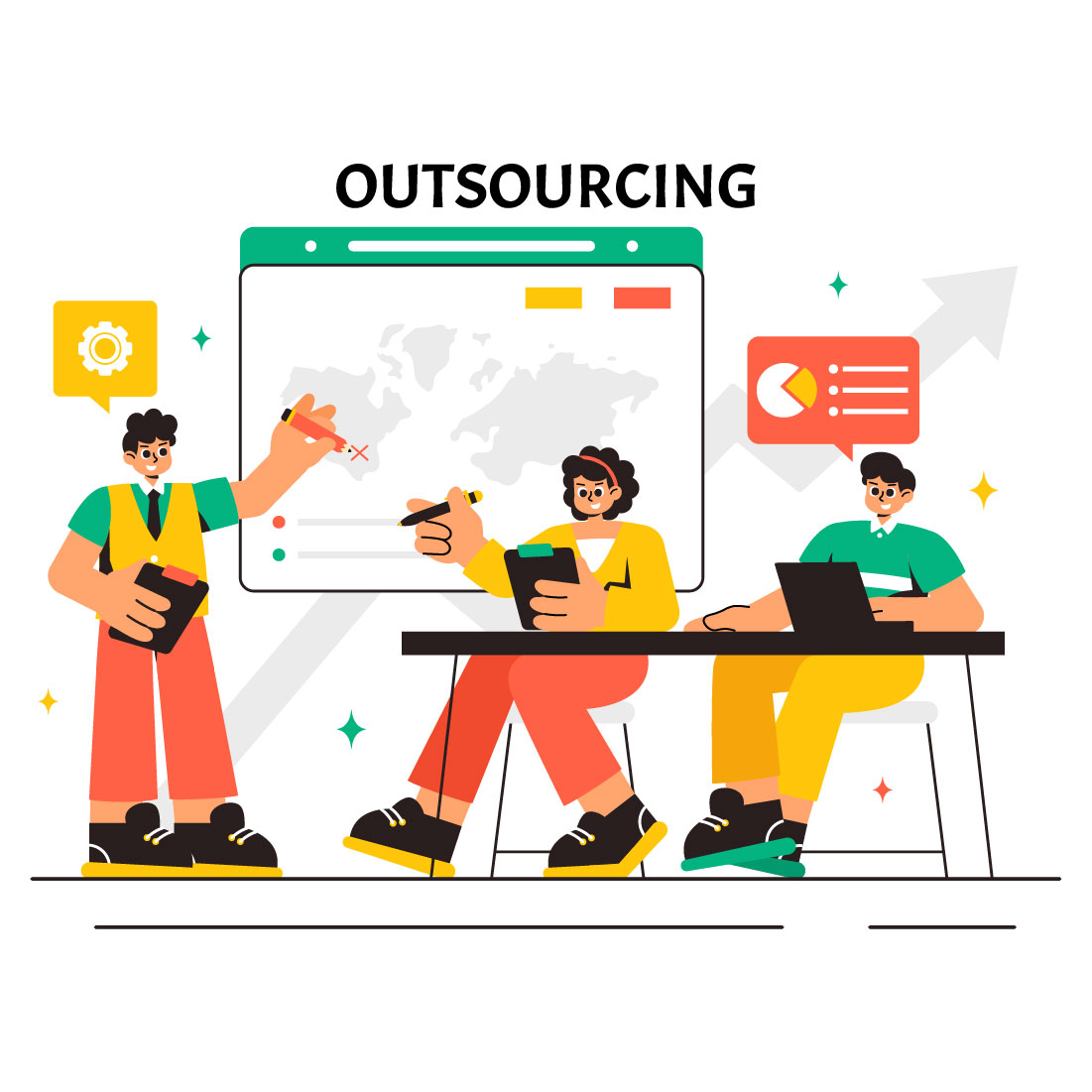 11 Global Outsourcing Business Illustration cover image.