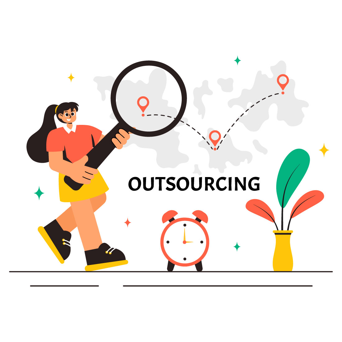 11 Global Outsourcing Business Illustration preview image.