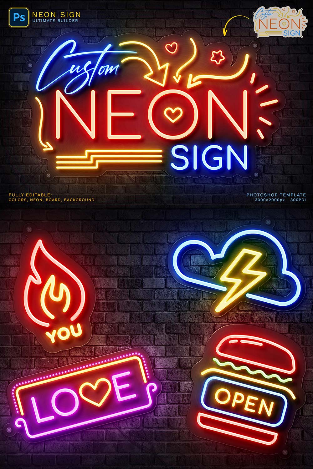 Neon Sign Ultimate Builder pinterest preview image.