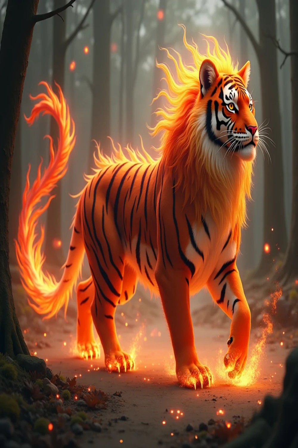 Fiery Phoenix Tiger pinterest preview image.