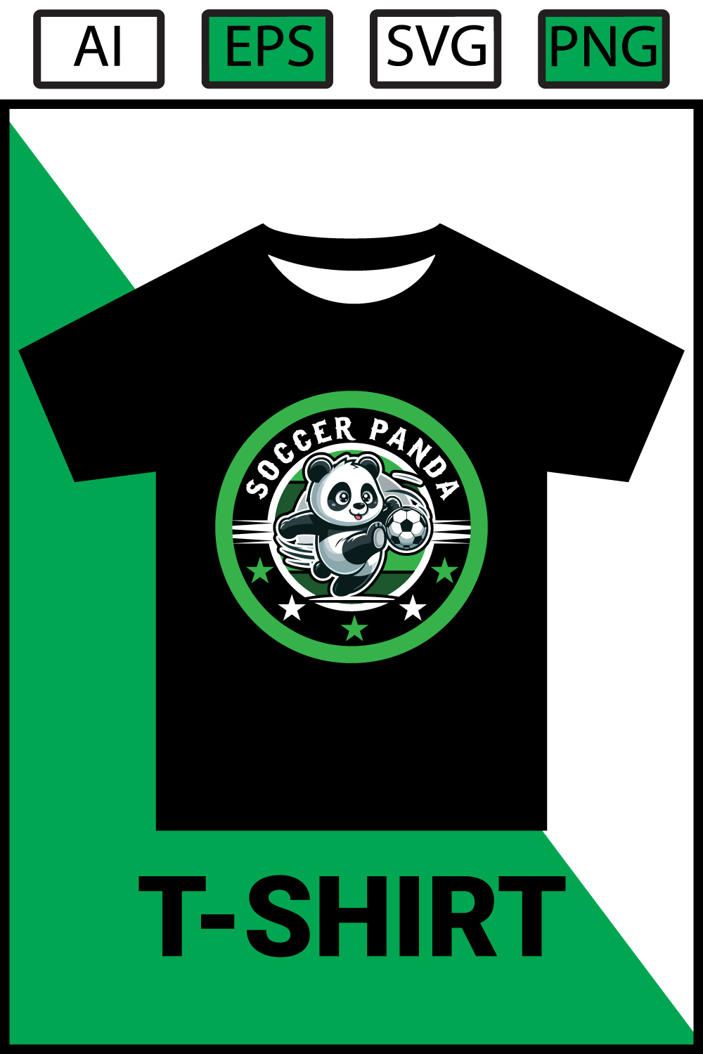 Soccer Panda T-Shirt Design pinterest preview image.