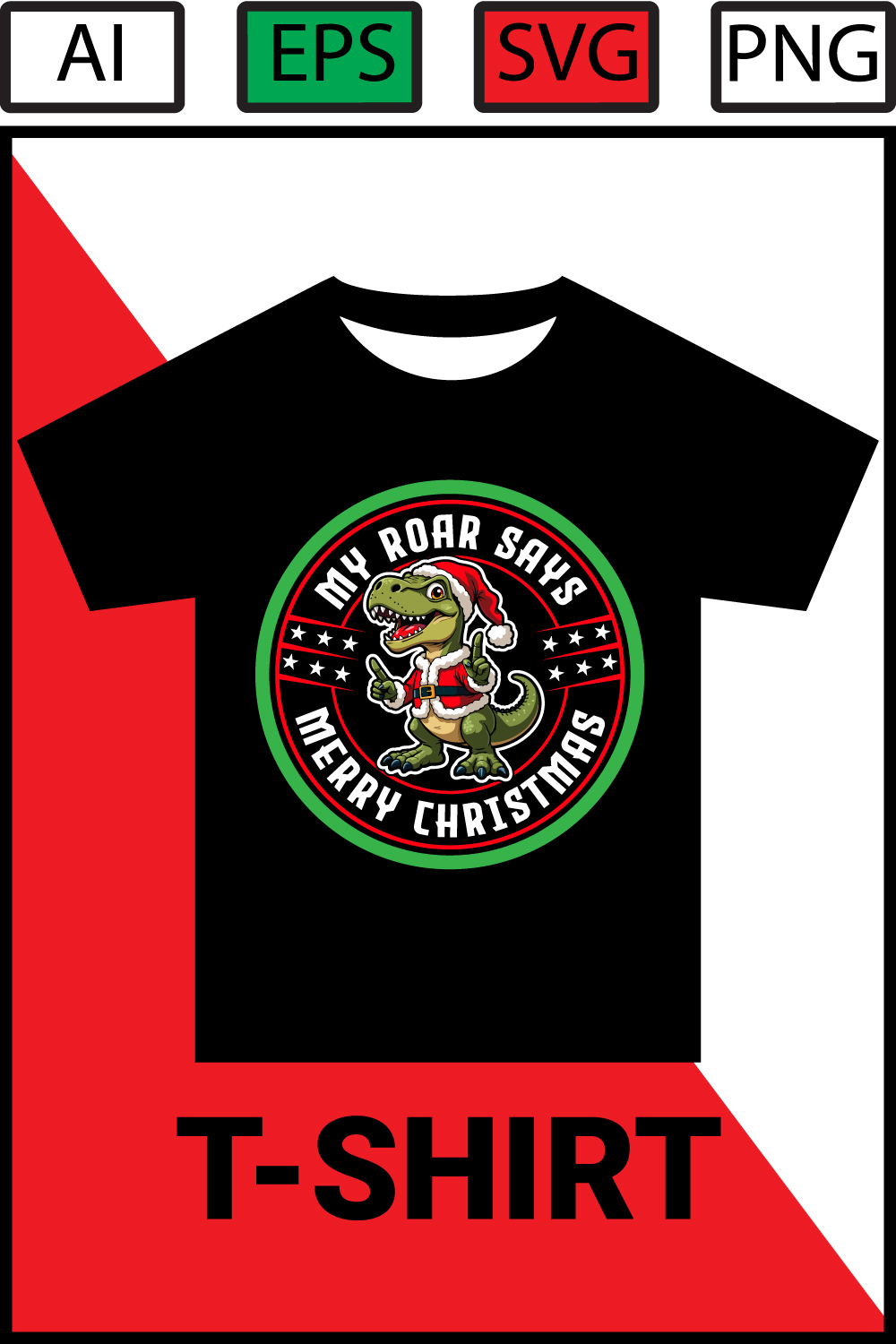 My Roar Says Merry Christmas T-shirt Design pinterest preview image.