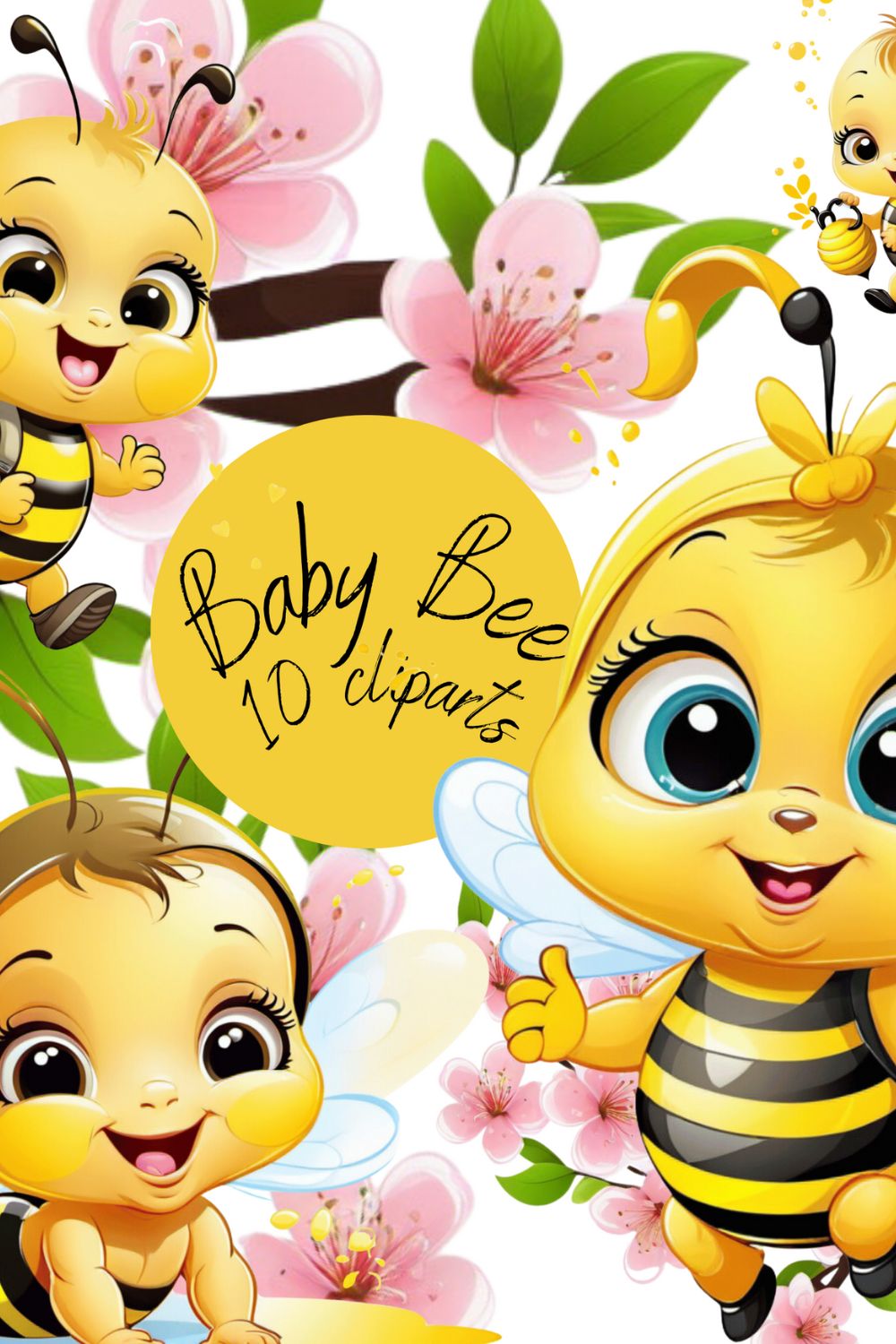 Baby bee cliparts bundle pinterest preview image.