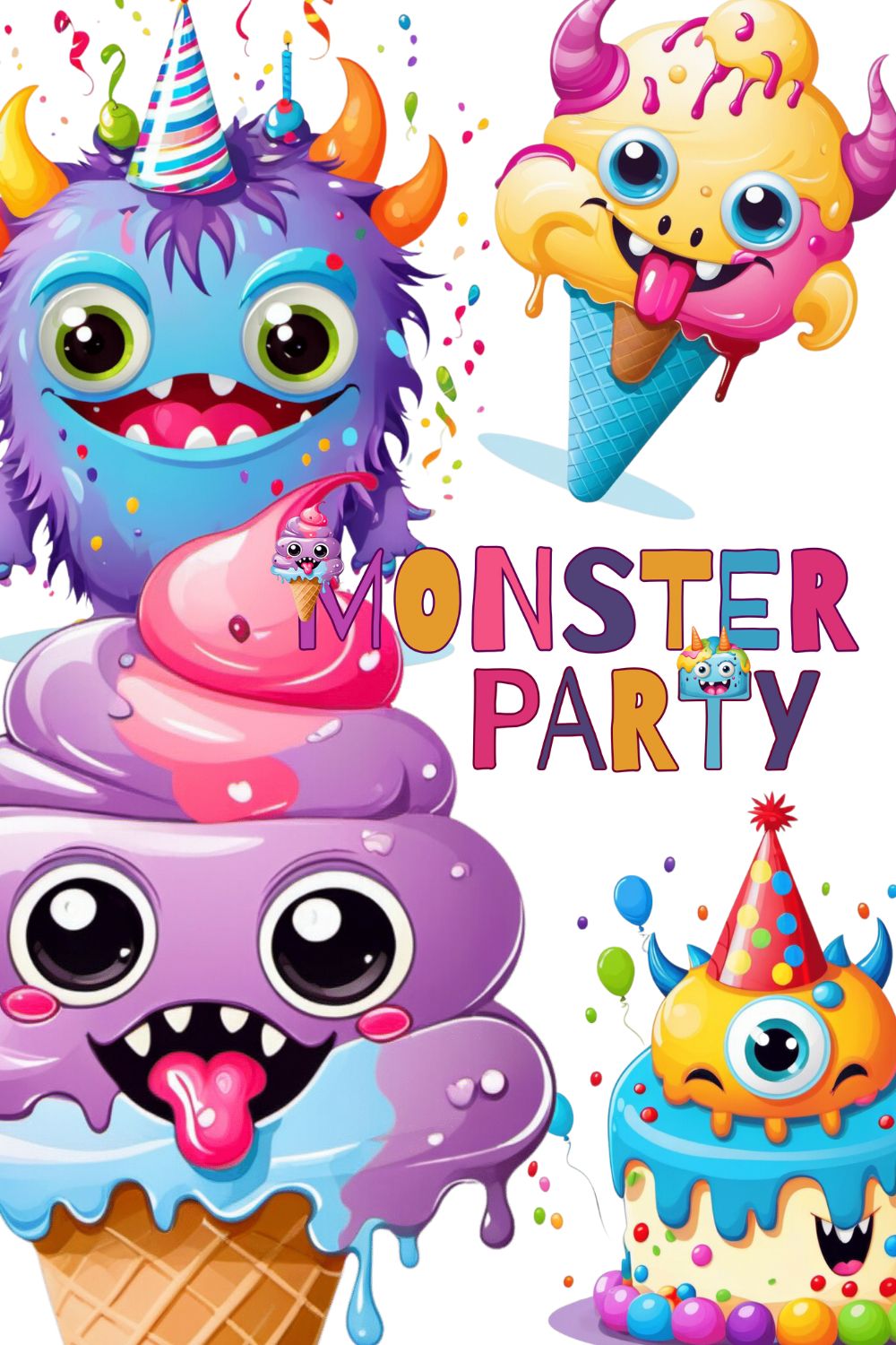 Baby monster birthday party cliparts bundle pinterest preview image.