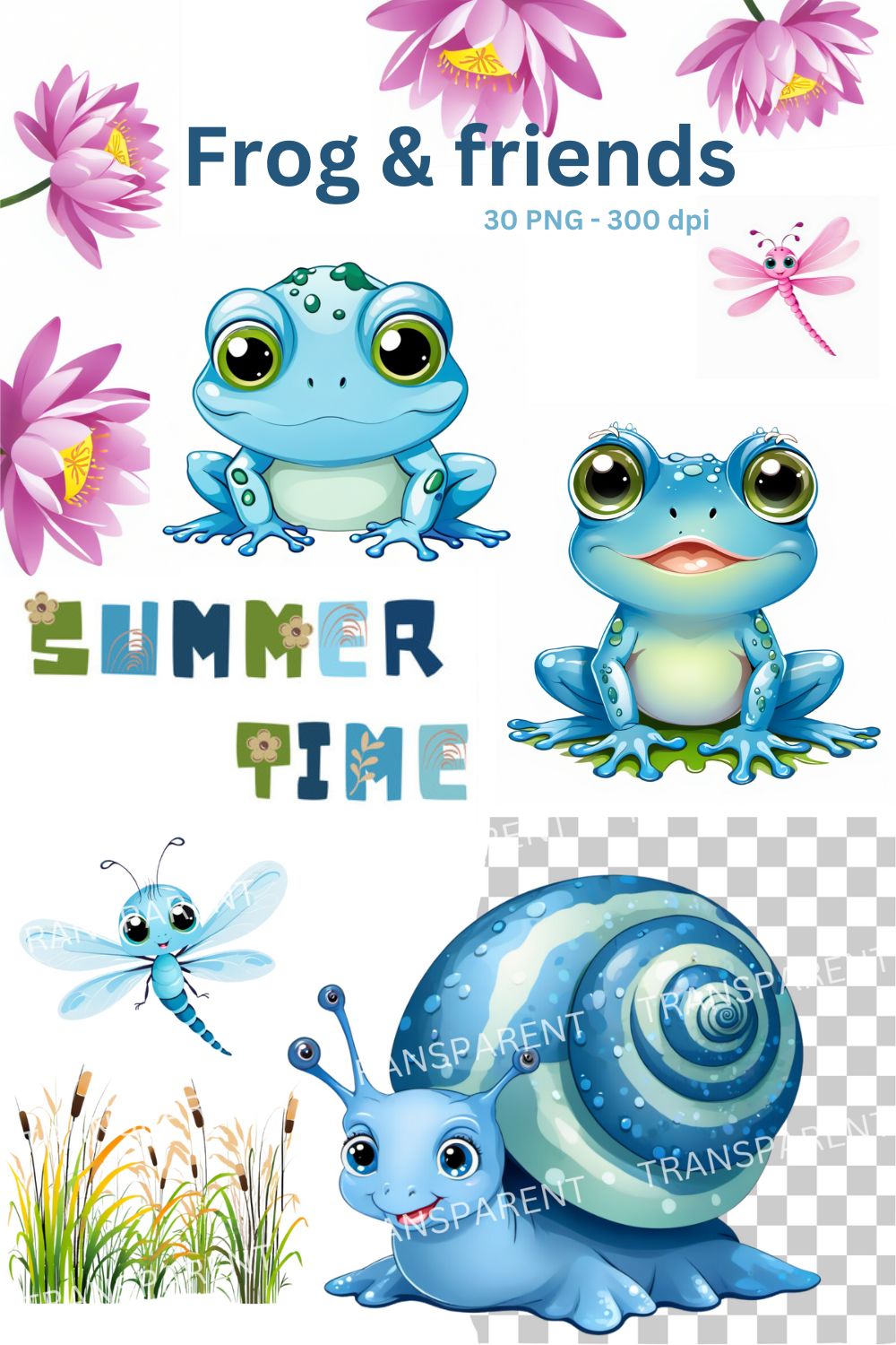 Cute frog transparent cliparts bundle pinterest preview image.