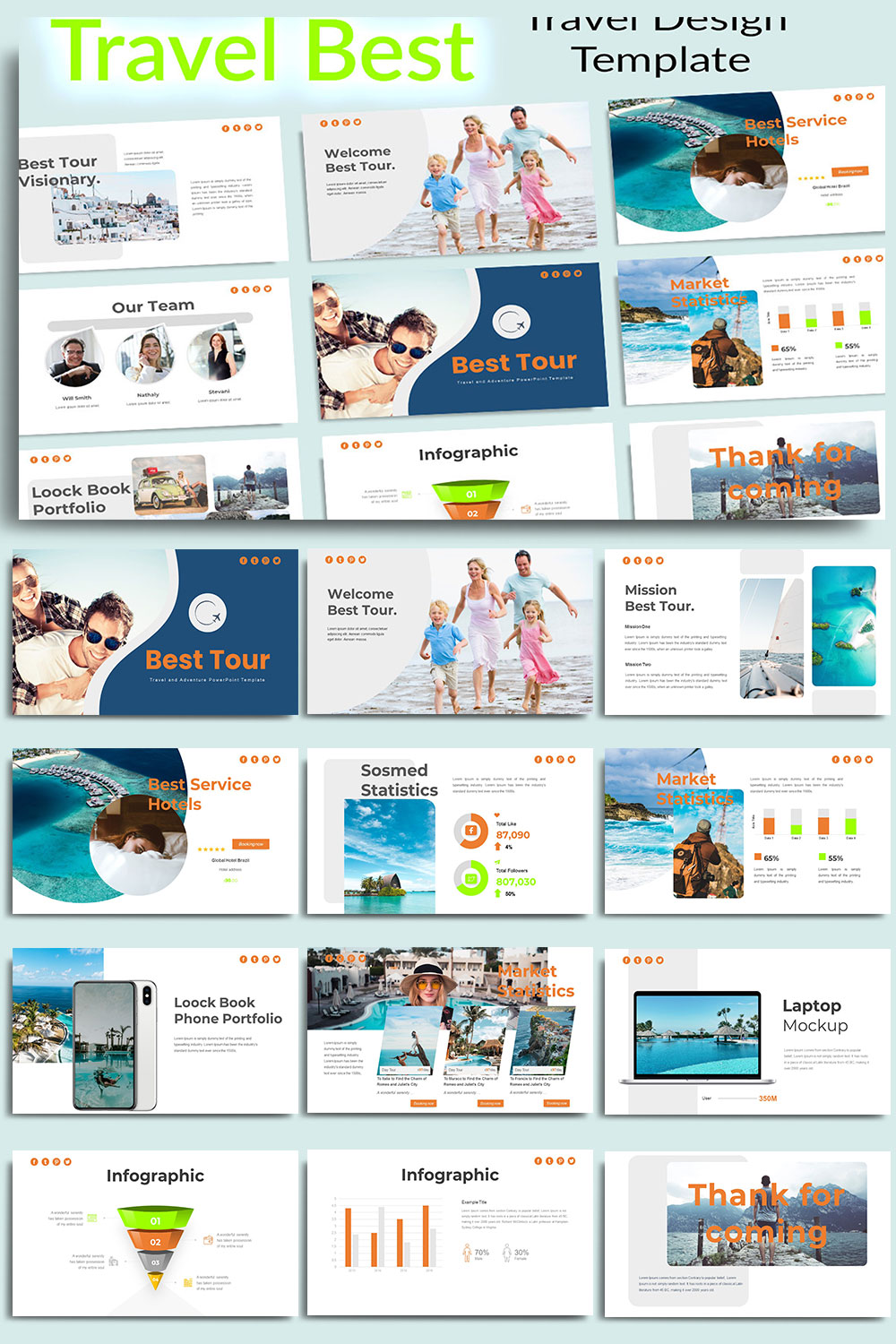 Travel Best Persentation Template pinterest preview image.