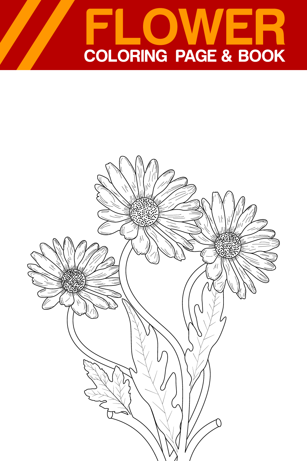 Daisy Flower Coloring Page Adults pinterest preview image.