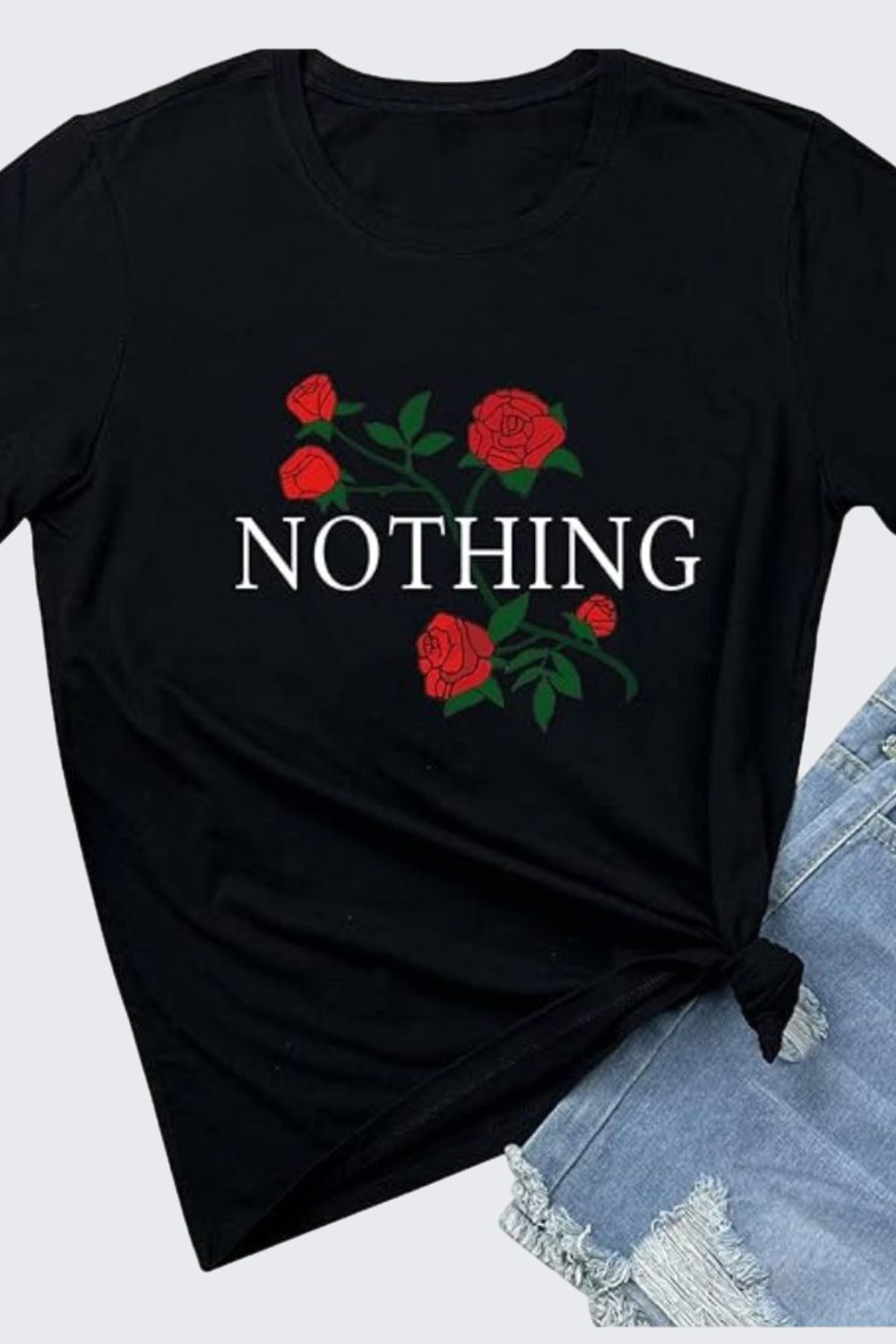 BLACKMYTH Women Summer Nothing Rose Print Short Sleeve Top Tee Graphic Cute T-Shirt pinterest preview image.