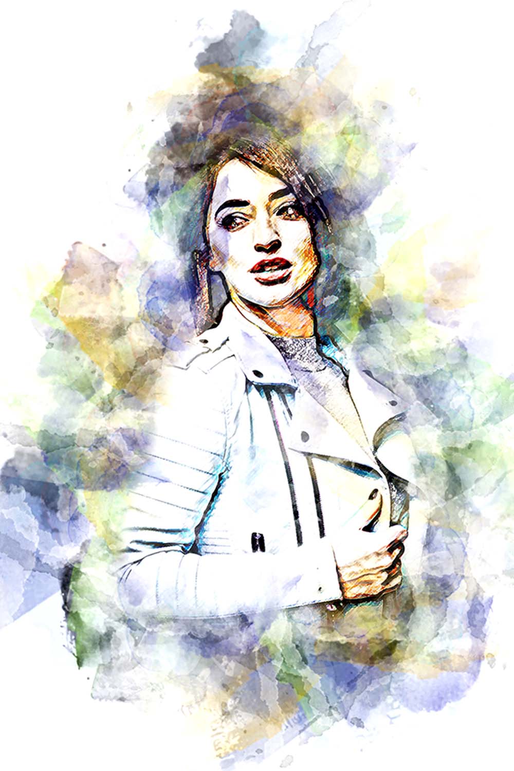 Watercolor Paint Stroke Photoshop Action pinterest preview image.