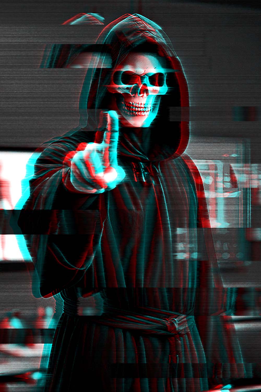 Deadly Halloween Glitch Effect pinterest preview image.