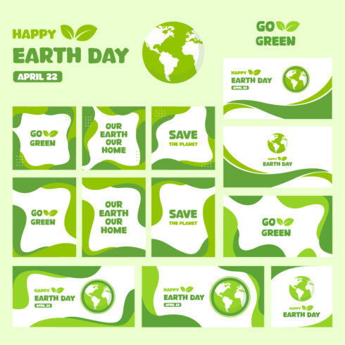 Set of Earth Day poster template Eco, go green Vector Illustrations cover image.