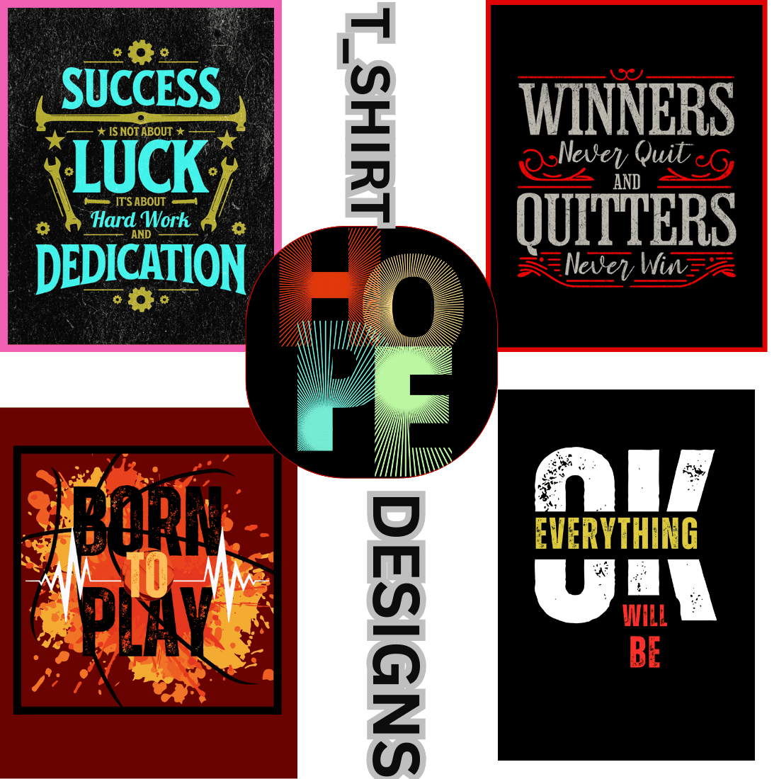 10 Motivation Qoutes T-Shirt Designs preview image.