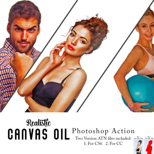 Realistic Canvas Oil Photoshop Action cover image.