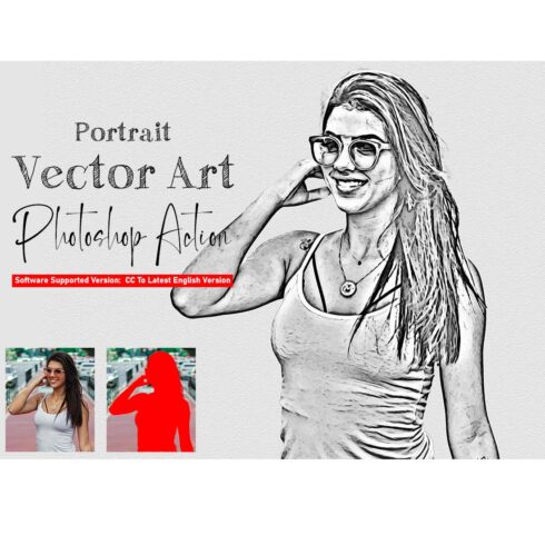 Portrait Vector Art Photoshop Action cover image.