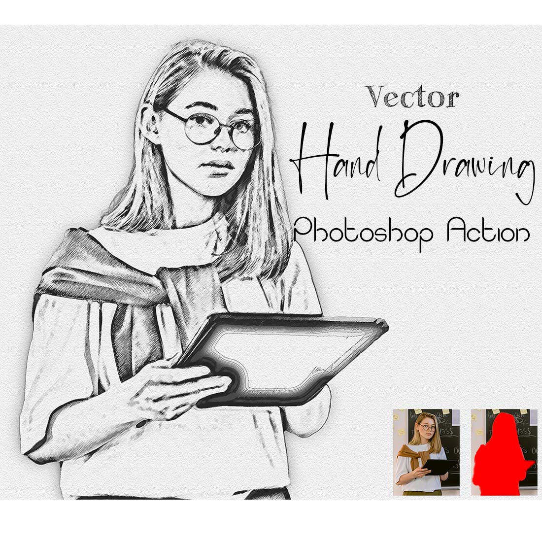 Vector Hand Drawing Photoshop Action cover image.