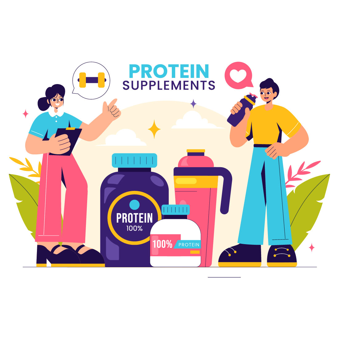 9 Healthy Protein Supplements Illustration cover image.