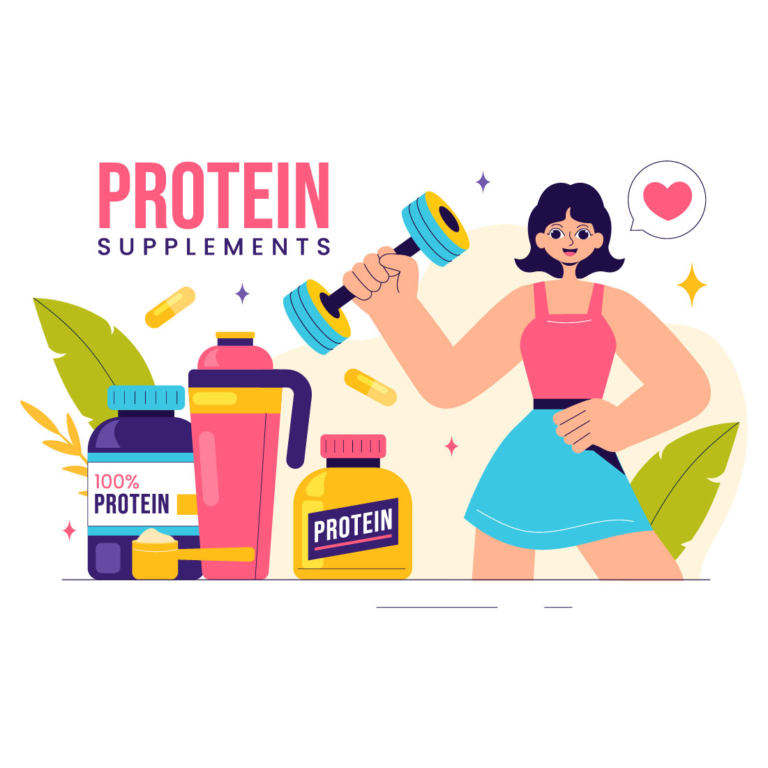 9 Healthy Protein Supplements Illustration preview image.