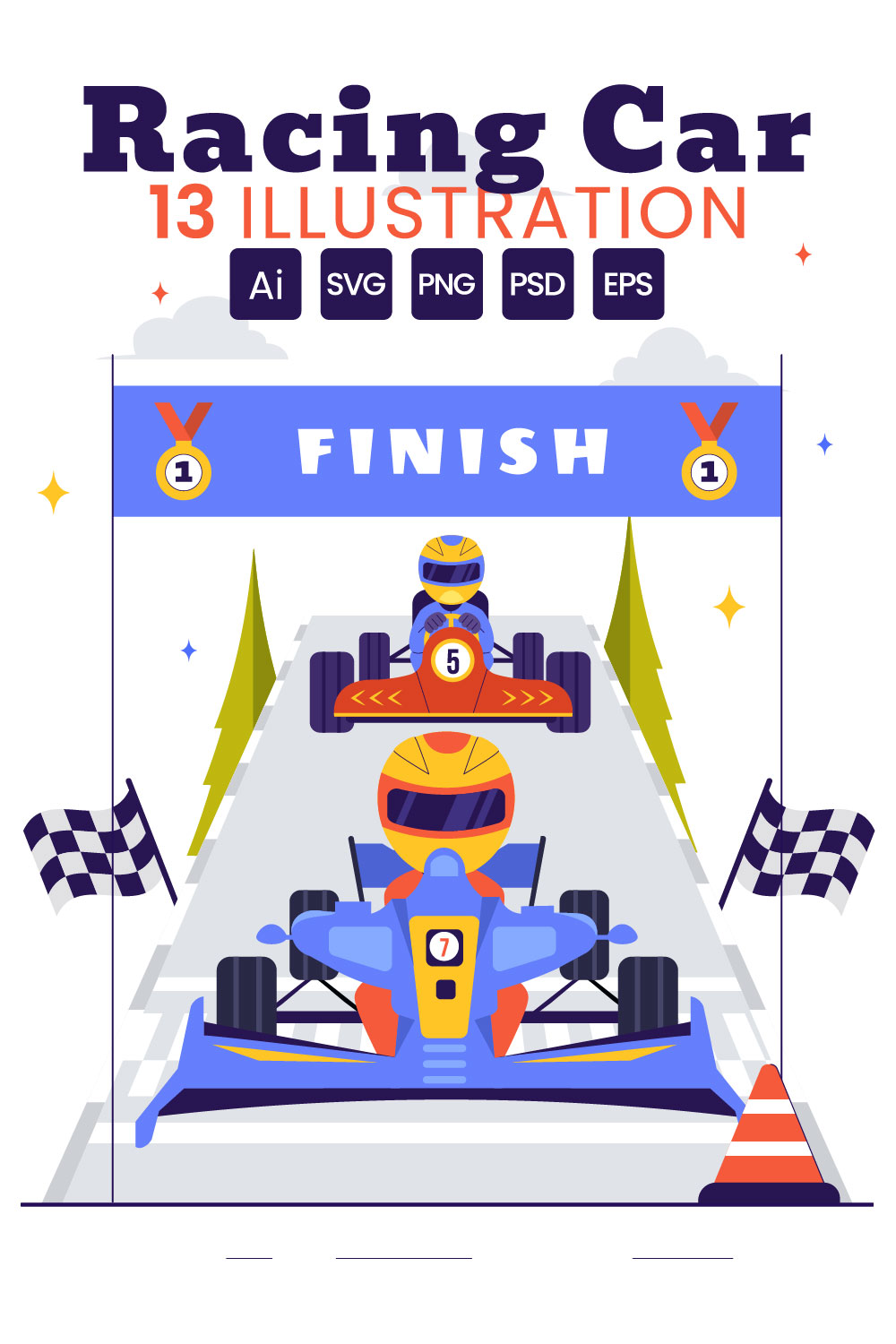 13 Formula Racing Sport Car Illustration pinterest preview image.