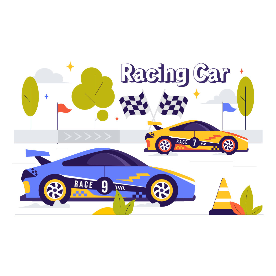 13 Formula Racing Sport Car Illustration preview image.