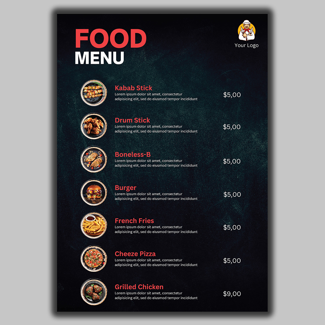 Restaurant Food Menu List - High Resolution Vextor preview image.