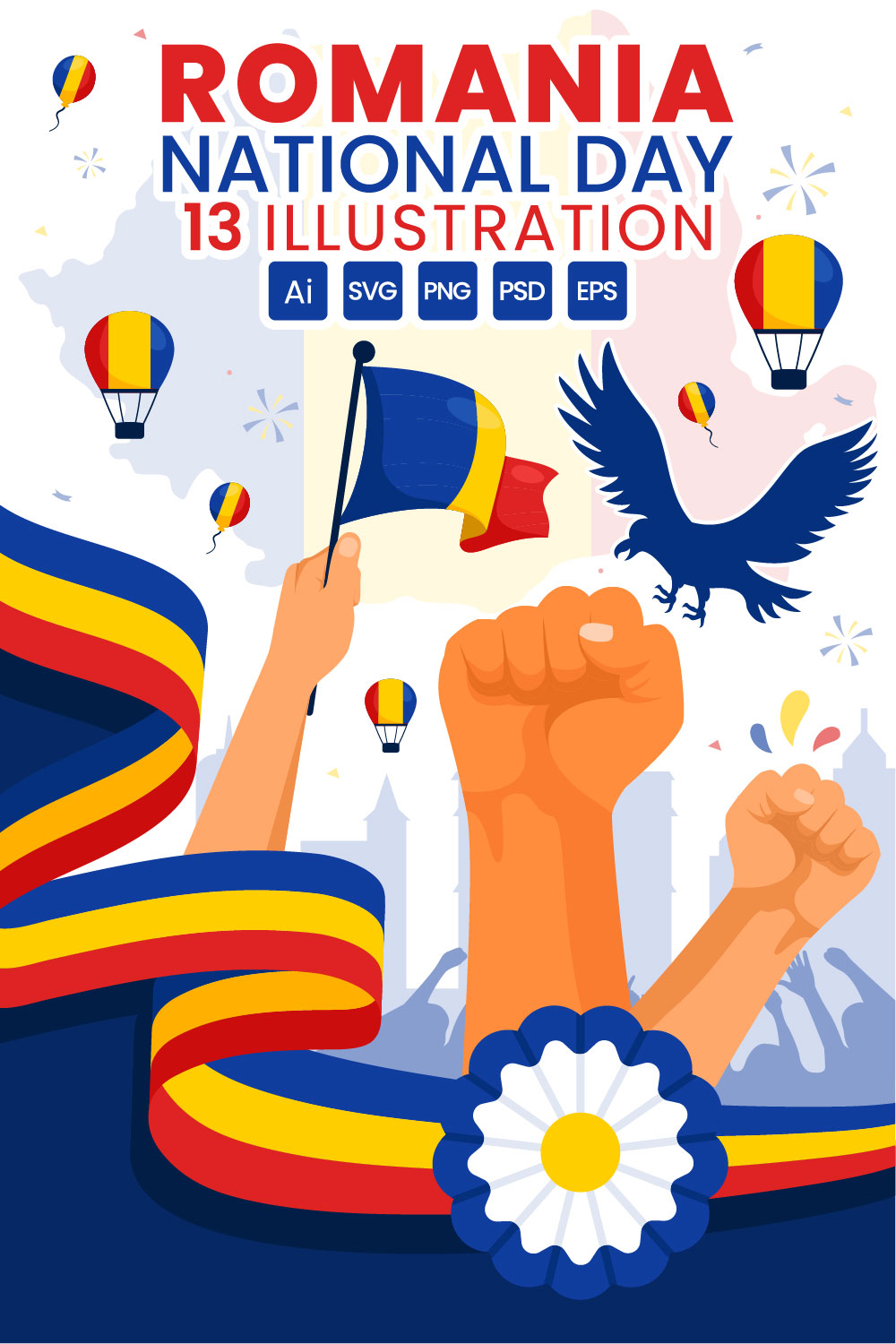 13 Romania National Day Illustration pinterest preview image.