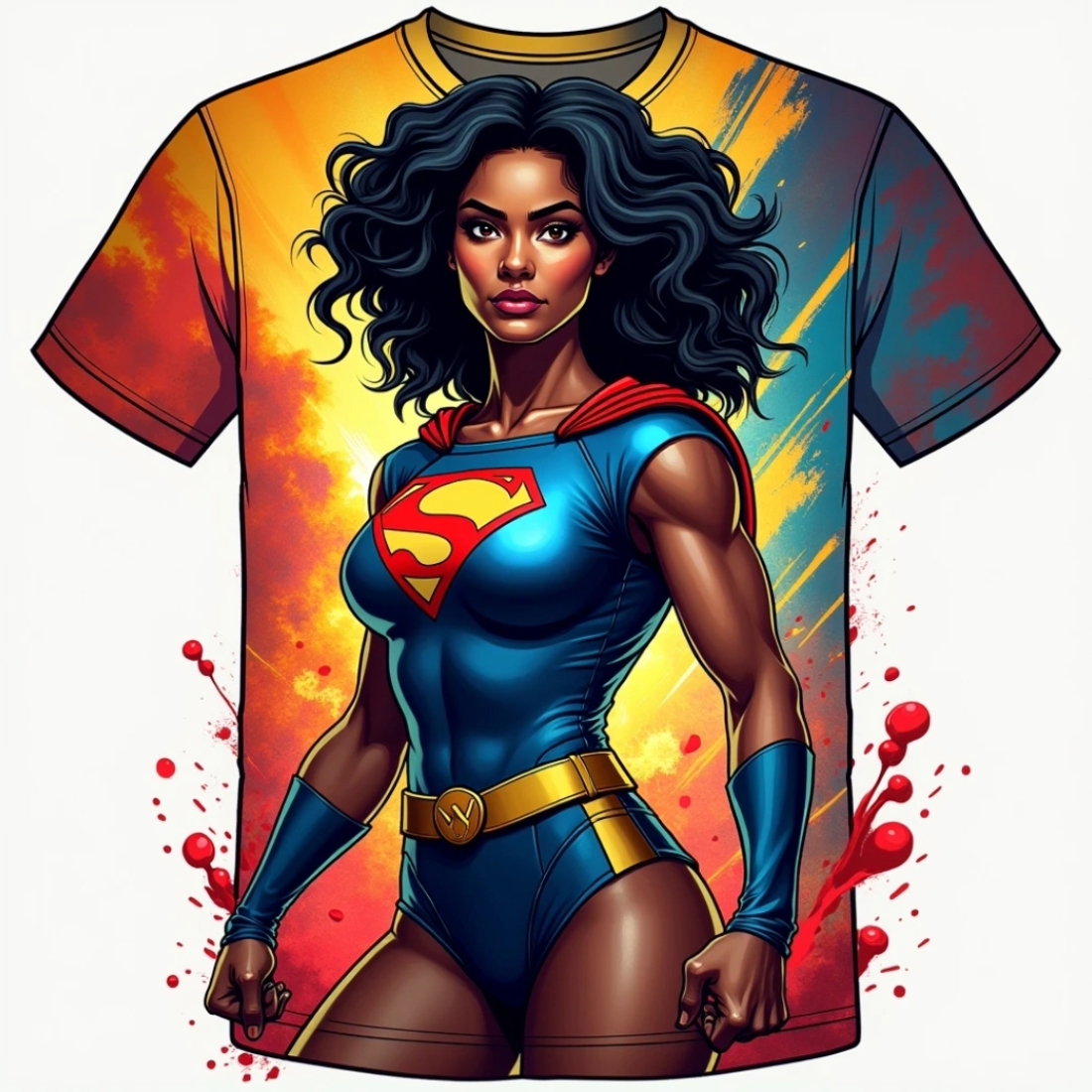 Bold Superhero T-Shirt Featuring Empowering Black Woman as Superwoman preview image.