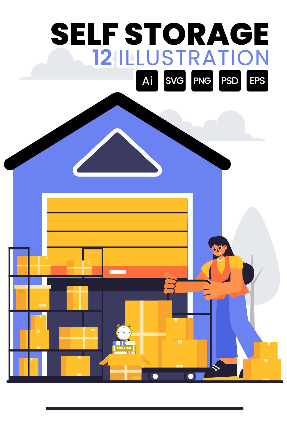 12 Self Storage Facility Illustration pinterest preview image.