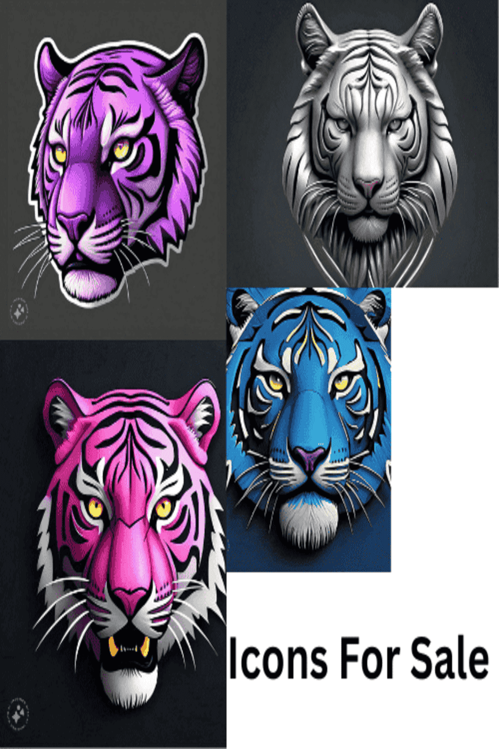 Tiger icons! Icons for sale pinterest preview image.