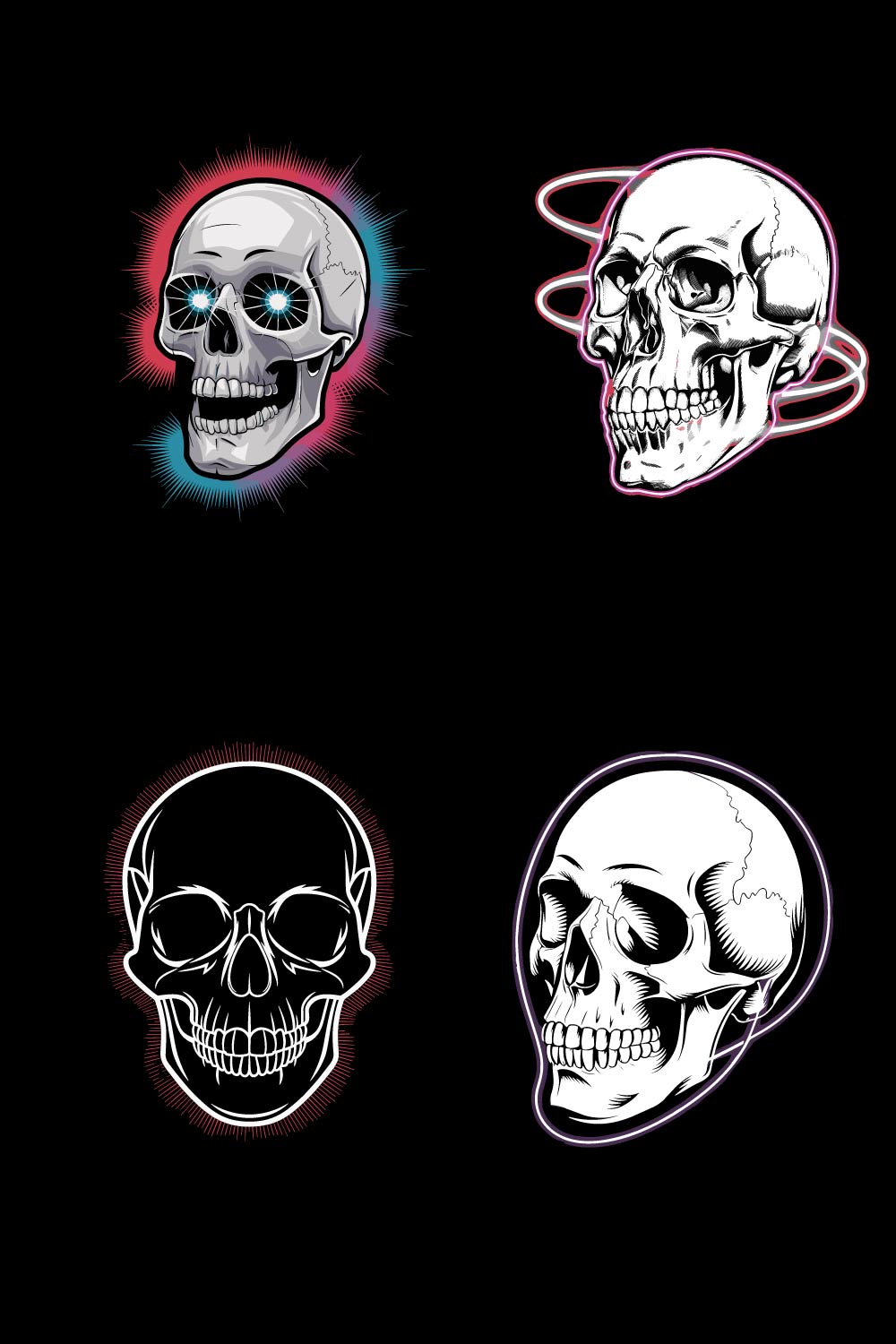 4 Skull color Icon Vector Halloween pinterest preview image.