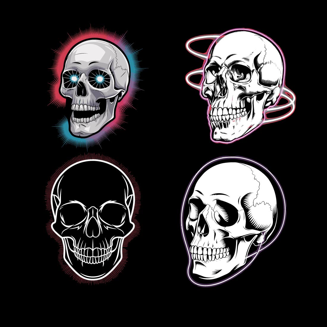 4 Skull color Icon Vector Halloween preview image.