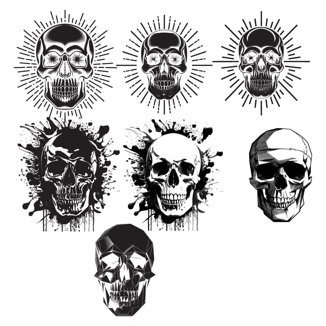 7 Skull Icon Vector Halloween cover image.