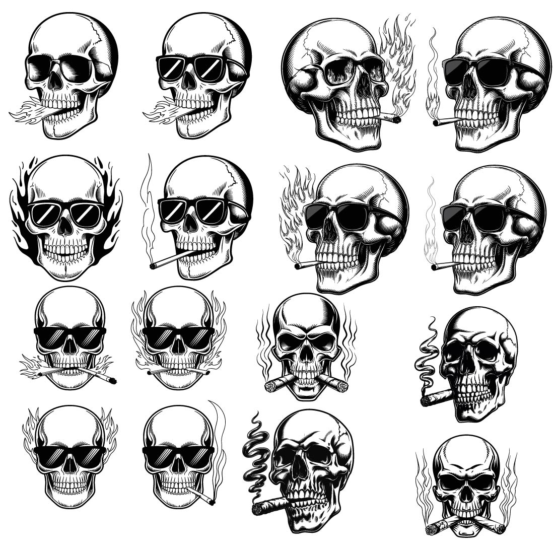 skull smoke vector illustration graphic design 337