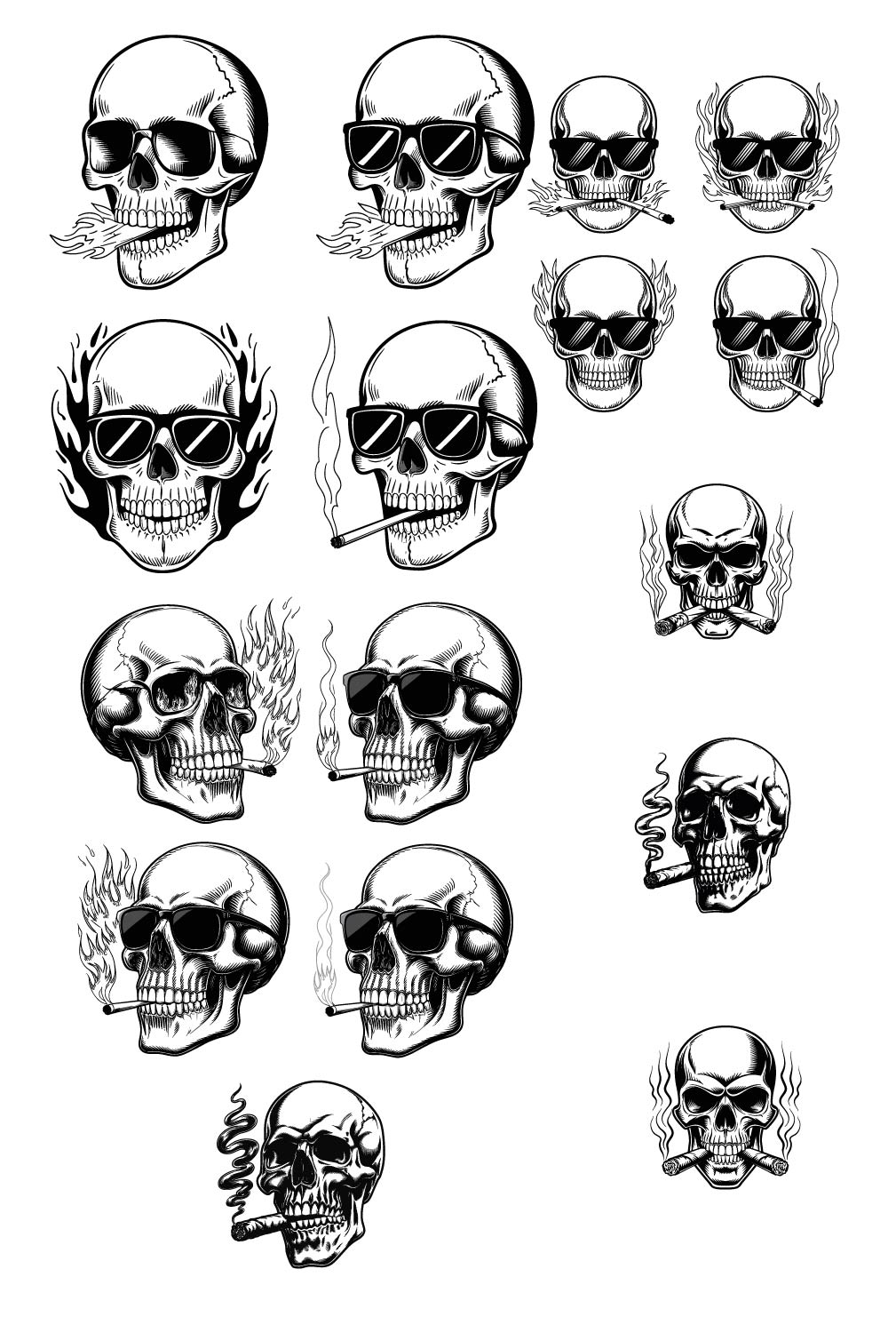 16 Skull Smoke Vector Icons Halloween Vector Pack Graphic Design pinterest preview image.