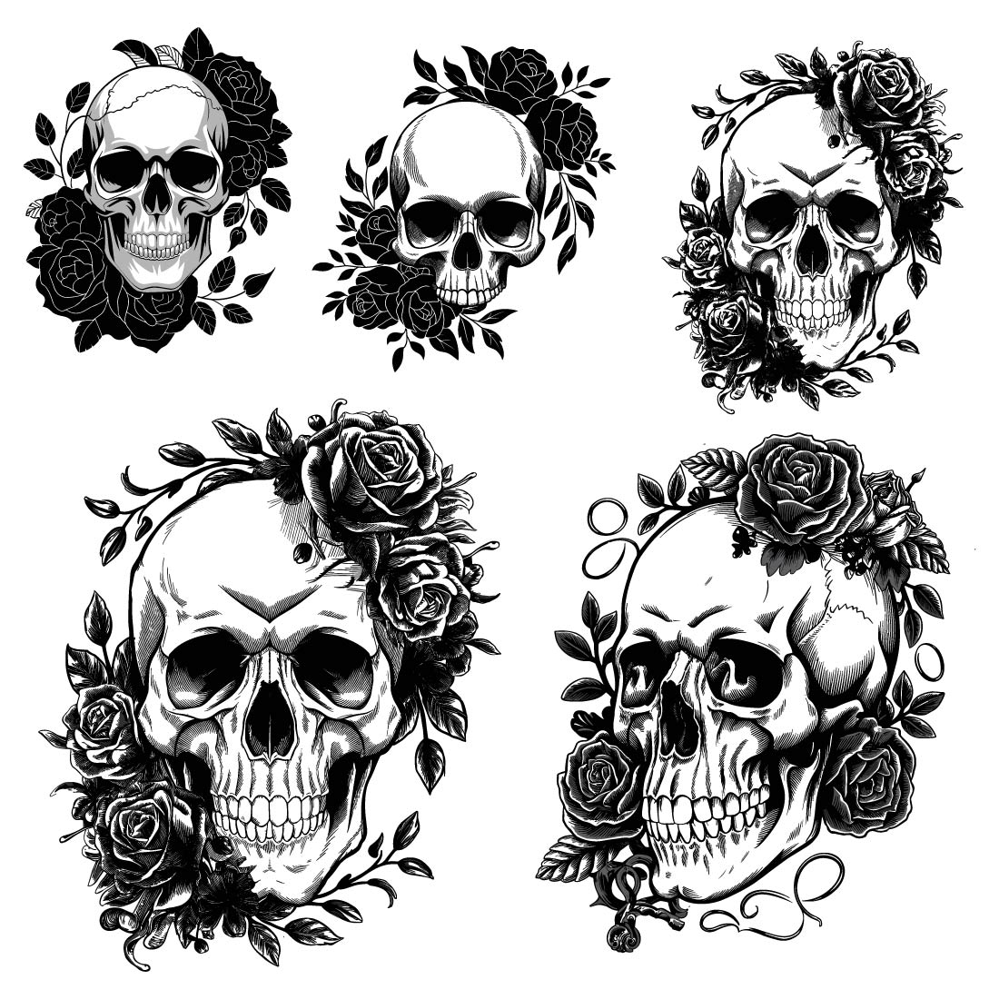 skull with flower icon vector halloween 234