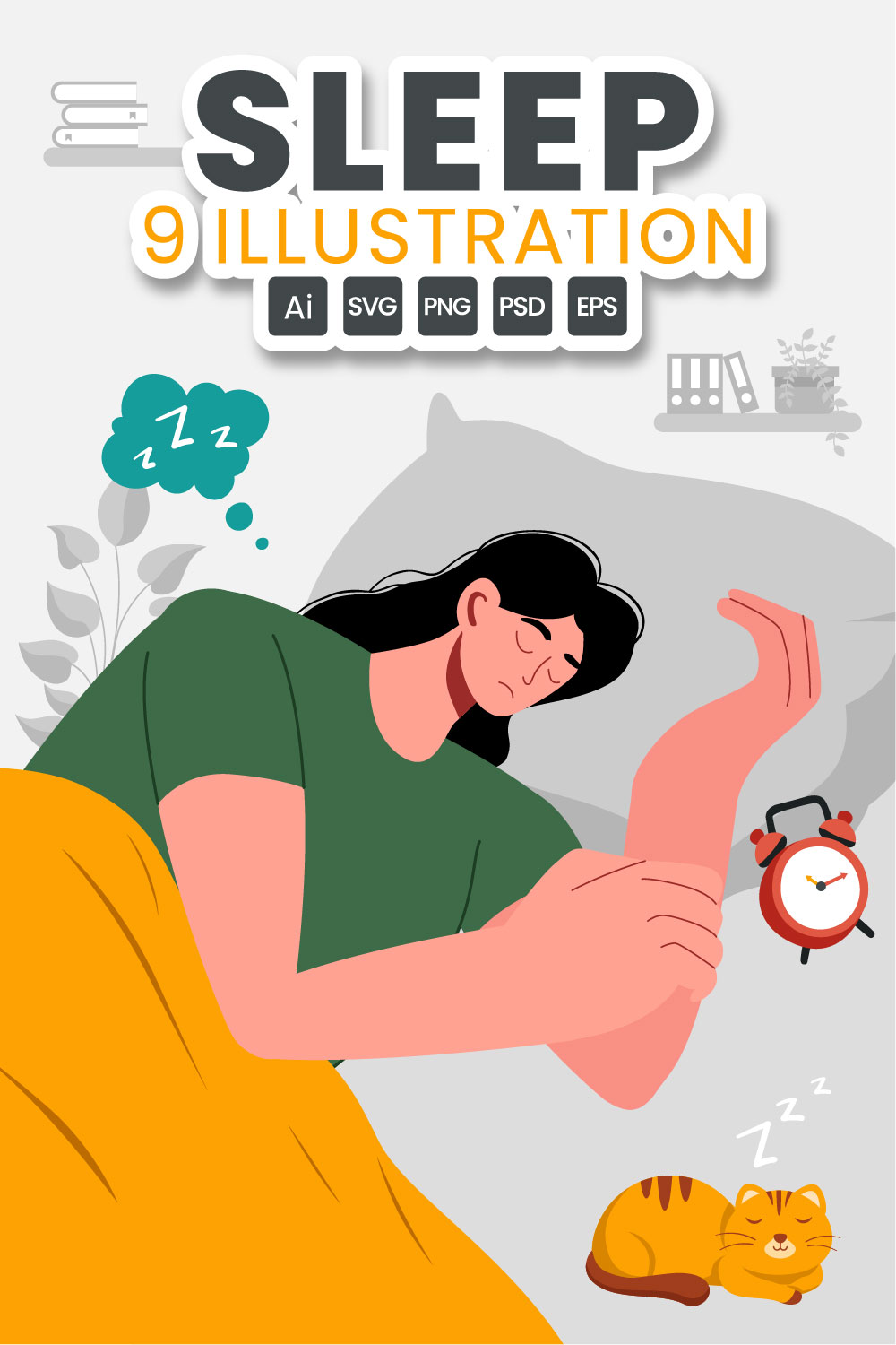 9 Young Person Sleeping Peacefully Illustration pinterest preview image.