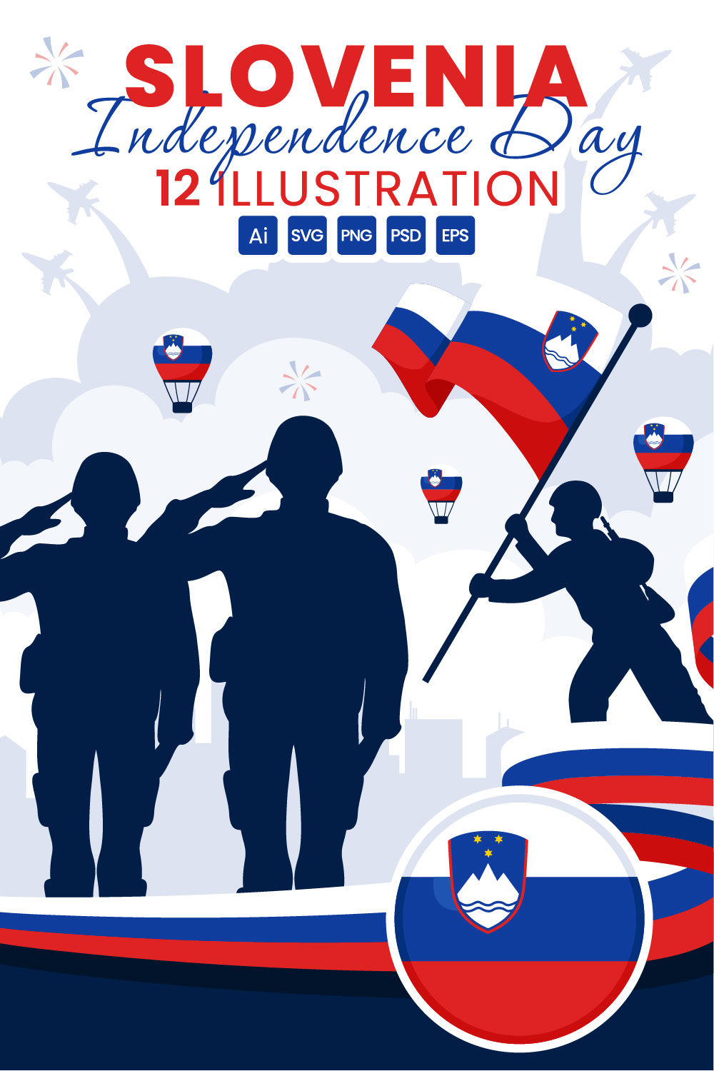 12 Slovenia Independence Day Illustration pinterest preview image.