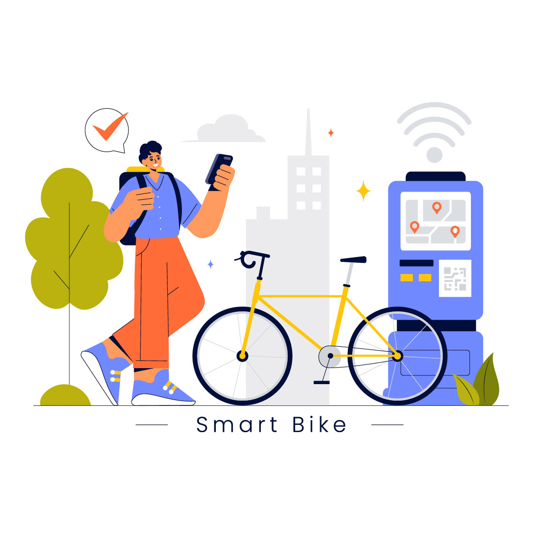 9 Smart Technology Bike Illustration preview image.