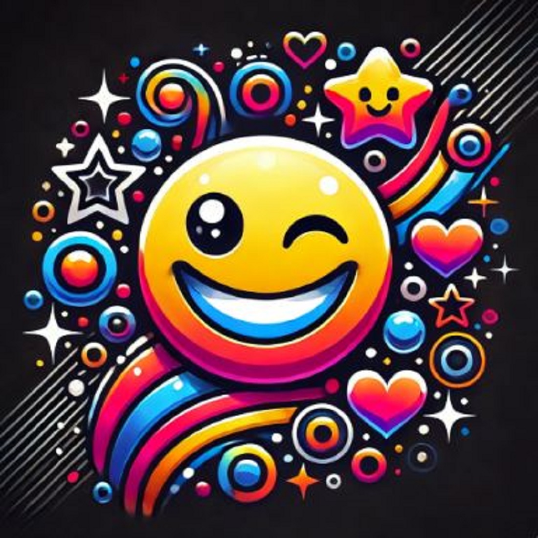 Cheerful Smiley Face T-Shirt: Vibrant Colors & Playful Shapes Design Unique T-shirt designs Cute graphic tee cover image.