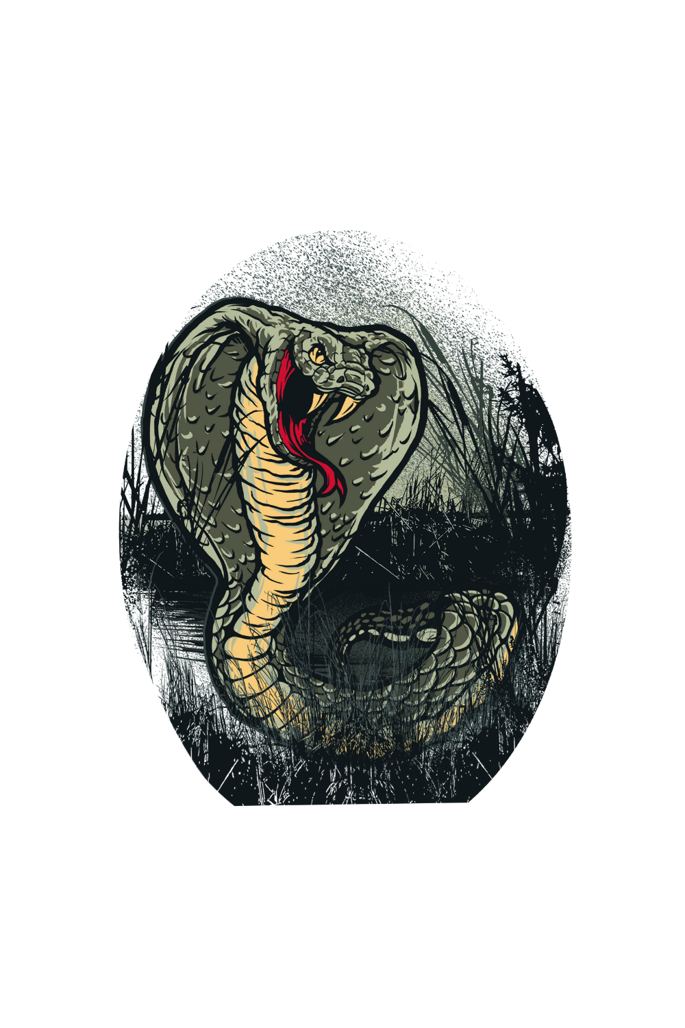 Striking Cobra Tattoo T-Shirt Design pinterest preview image.