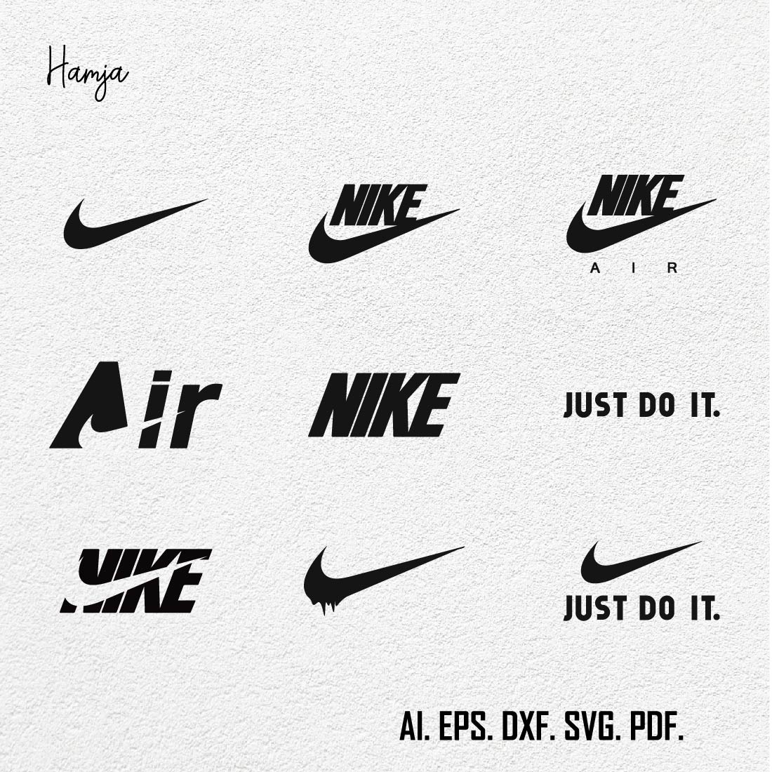 Nike Logo Bundle Layered SVG, Nike Air Cricut file, Cut files, Nike digital vector file, Swoosh Digital download, Png preview image.