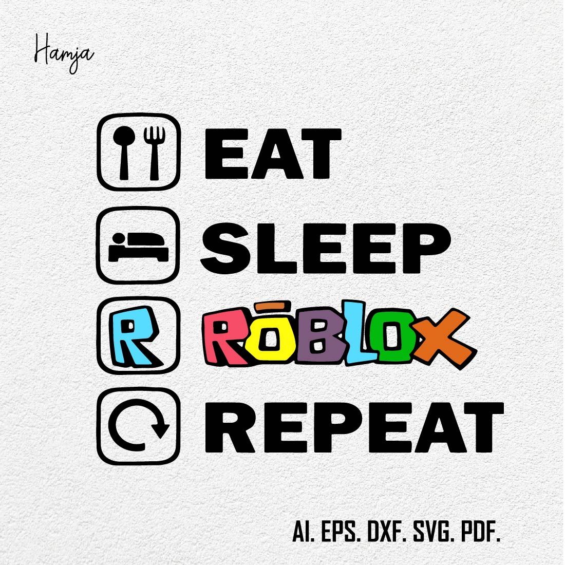 Eat Sleep Roblox Repeat SVG, Roblox Character Video Game SVG cover image.