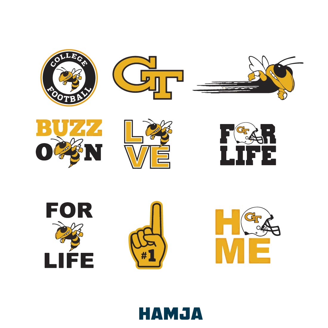 Georgia Tech Yellow Football Team Svg,Georgia Tech Yellow Svg, N C A A SVG, Logo bundle Instant Download preview image.