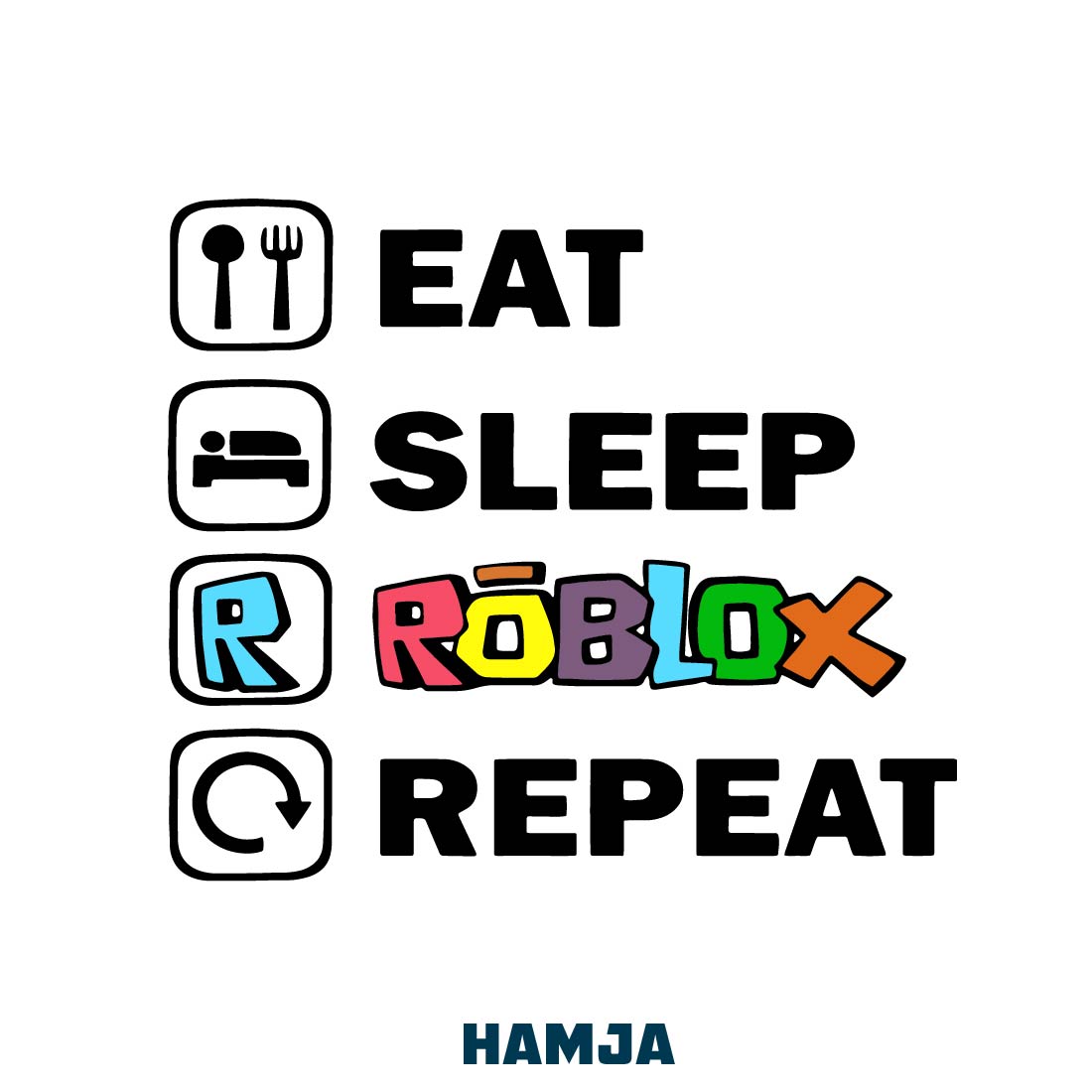 Eat Sleep Roblox Repeat SVG, Roblox Character Video Game SVG preview image.