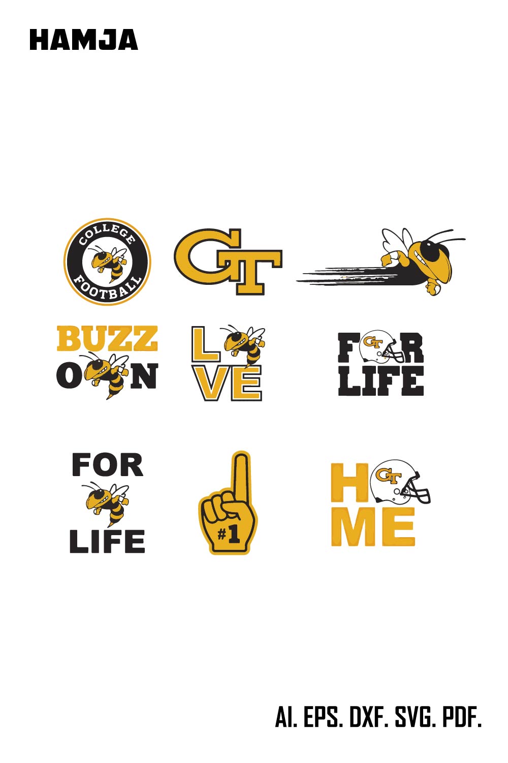 Georgia Tech Yellow Football Team Svg,Georgia Tech Yellow Svg, N C A A SVG, Logo bundle Instant Download pinterest preview image.