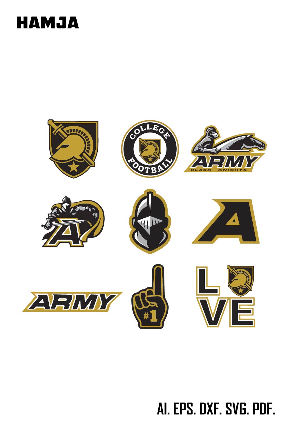 Army Black Knights Bundle Svg, Sport Svg, NCAA svg, American Football Svg, NCAA Bundle Svg File Cut Digital Download pinterest preview image.