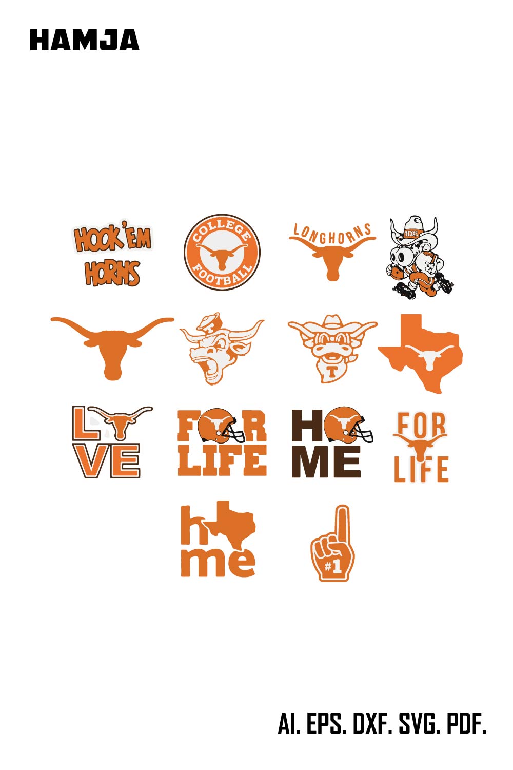 Texas Longhorns Logo SVG bundle pinterest preview image.