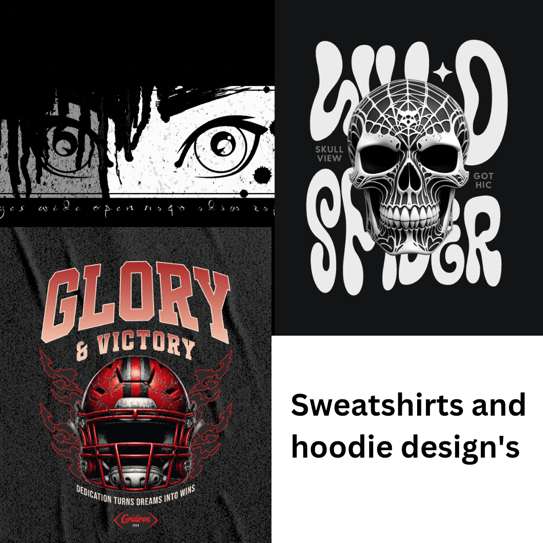 4 Vintage sweatshirts and hoodie design's preview image.