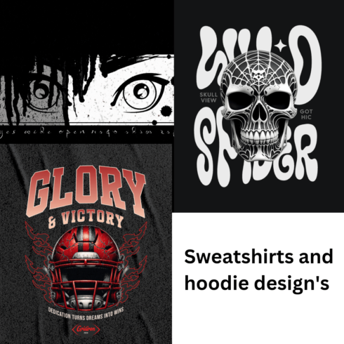 4 Vintage sweatshirts and hoodie design's cover image.