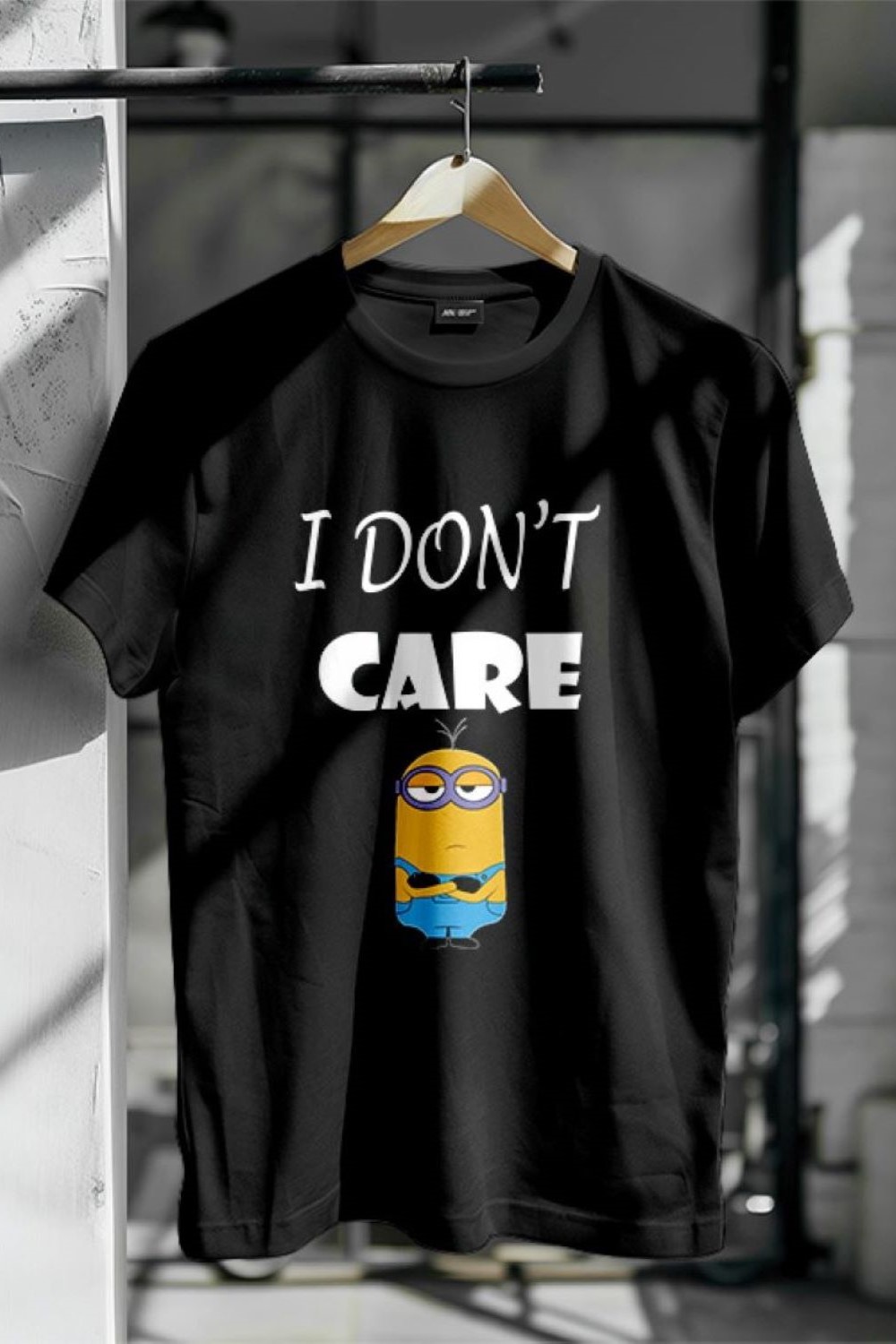 I Don't Care Minion T-shirt design pinterest preview image.